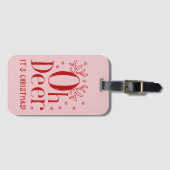 クリスマス鹿おもしろいイラストレーション荷札 ラゲッジタグ (正面横)