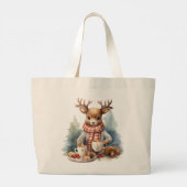 クリスマス鹿かわいい食料品店 ラージトートバッグ (裏面)
