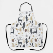 クリスマス鹿と葉の喜びの挨拶コレクション エプロン (正面)