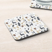 クリスマス鹿と葉の喜びの挨拶コレクション コースター (左側)