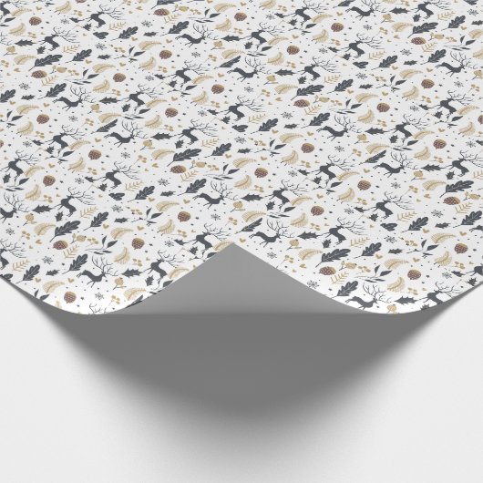 クリスマス鹿と葉の喜びの挨拶コレクション ラッピングペーパー (角)