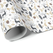 クリスマス鹿と葉の喜びの挨拶コレクション ラッピングペーパー (ロールコーナー)