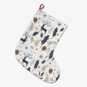 クリスマス鹿と葉の喜びの挨拶コレクション ラージクリスマスストッキング (正面 (吊り時))