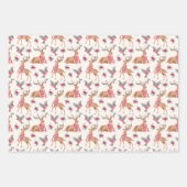 クリスマス鹿の野生動物ウサギのリス ラッピングペーパーシート (正面)