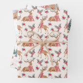 クリスマス鹿の野生動物ウサギのリス ラッピングペーパーシート (インサイチュ)