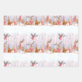 クリスマス鹿の野生動物ウサギのリス ラッピングペーパーシート (正面3)