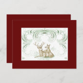 クリスマス鹿「親愛サンタ」はがき ポストカード (正面/裏面)