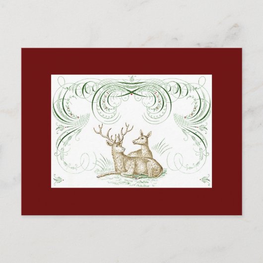 クリスマス鹿「親愛サンタ」はがき ポストカード (正面)