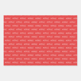 クリスマス黒赤白パーソナライズされた ラッピングペーパーシート