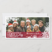 クリスマス1の写真 – 雪片で覆われた シーズンカード (正面)