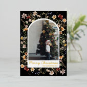 クリスマス1フォトアーチ植物学フローラ実在金ゴールド 箔シーズンカード (立ち正面)