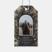 クリスマス1フォトアーチ水彩植物フローラ ギフトタグ (正面)