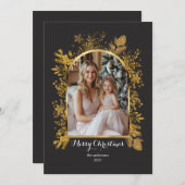 クリスマス1フォトアーチ水彩植物フローラ シーズンカード (正面/裏面)