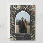 クリスマス1フォトアーチ水彩植物フローラ シーズンカード (正面)