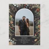 クリスマス1フォトアーチ水彩植物フローラ シーズンポストカード (正面)