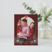 クリスマス1フォトアーチ水彩植物フローラ シーズンポストカード (スタンド正面)