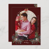 クリスマス1フォトアーチ水彩植物フローラ シーズンポストカード (正面/裏面)