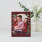 クリスマス1フォトアーチ水彩植物フローラ シーズンポストカード (スタンド正面)