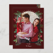 クリスマス1フォトアーチ水彩植物フローラ シーズンポストカード (正面/裏面)