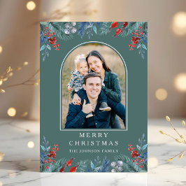 クリスマス1フォトアーチ水彩植物園 シーズンカード