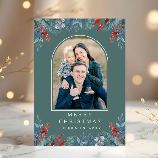 クリスマス1フォトアーチ水彩植物園 シーズンカード