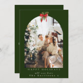 クリスマス1フォトアーチ葉紅弓 シーズンカード (正面/裏面)