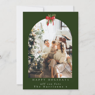 クリスマス1フォトアーチ葉紅弓 シーズンカード