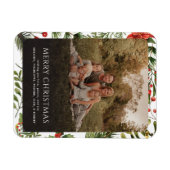 クリスマス1フォトウォーターカラーボタニックベリー マグネット (横)