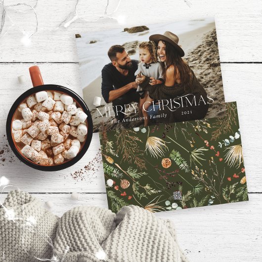 クリスマス1フォトウォーターカラー植物性フローラホリ シーズンカード