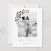 クリスマス1フォトウォーターカラー植物性フローラ シーズンカード (正面)