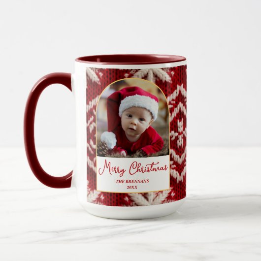クリスマス1フォトエレガントフェスティバルスクリプト マグカップ (左)