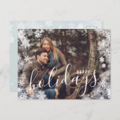 クリスマス1フォトホリデーポストカードスノーフレークアイス シーズンポストカード (正面/裏面)