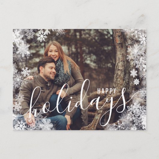 クリスマス1フォトホリデーポストカードスノーフレークアイス シーズンポストカード (正面)