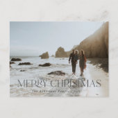 クリスマス1フォトモダンタイポグラフィグレエレガントー ポストカード (正面)