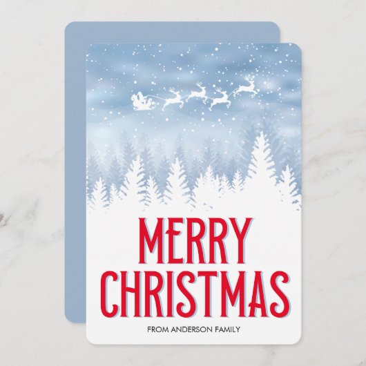 クリスマス1写真モダン水彩クリスマス シーズンカード (正面/裏面)