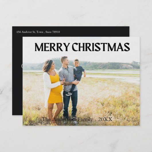 クリスマス1写真家族の休日 シーズンポストカード (正面/裏面)