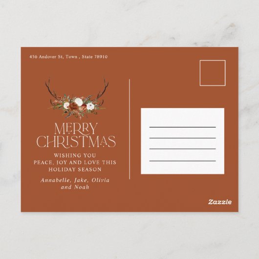 クリスマス1写真植物学フローラ折り畳み休日 ポストカード (裏面)