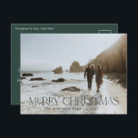 クリスマス1写真植物性フローラスタググリーン ポストカード<br><div class="desc">メリーモダンスエレガントクリスマス水の色の乾燥した植物性フローラのスタッグセージ緑、テラコッタと黒の色の休日1写真クリスマス葉書。</div>