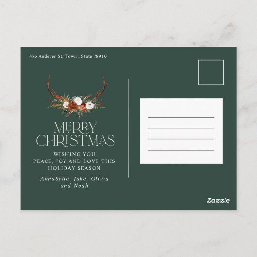 クリスマス1写真植物性フローラスタググリーン ポストカード (裏面)