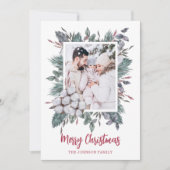 クリスマス1写真水彩木綿花の冬 シーズンカード (正面)