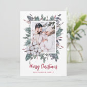 クリスマス1写真水彩木綿花の冬 シーズンカード (スタンド正面)