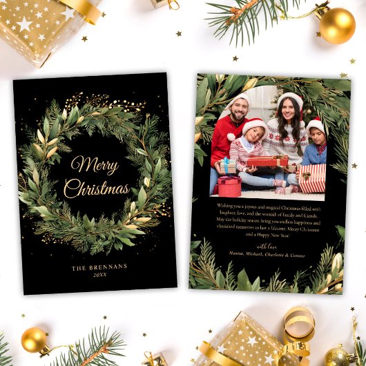 クリスマス1写真水彩植物園エレガント シーズンカード