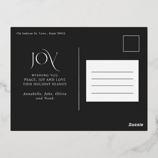 クリスマス1写真joy botanicalフローラ 箔シーズンポストカード (裏面)