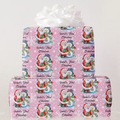 クリスマス1回目のベビーの名前かわいいサンタクロースの女の子 ラッピングペーパー