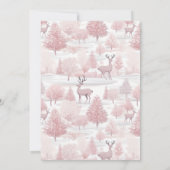 クリスマス1回目の誕生日かわいいピンクの冬の動物 招待状 (裏面)