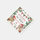 クリスマス1回目の誕生日かわいいリス冬の紙 スタンダードカクテルナプキン (角)