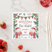 クリスマス1回目の誕生日かわいい冬の森 スタンダードカクテルナプキン (インサイチュ)