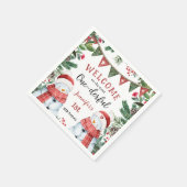 クリスマス1回目の誕生日かわいい冬の森 スタンダードカクテルナプキン (角)