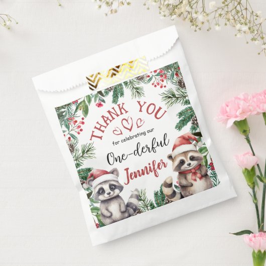 クリスマス1回目の誕生日の冬の森かわいい フェイバーバッグ (封をした状態)