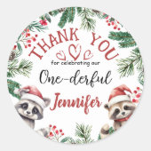 クリスマス1回目の誕生日ウィンターウッドランド ラウンドシール (正面)